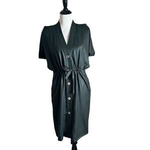 Paul & Joe Cinched‎ Dress Size 36 Dolman Short Sleeve Black Minimalist Old Money